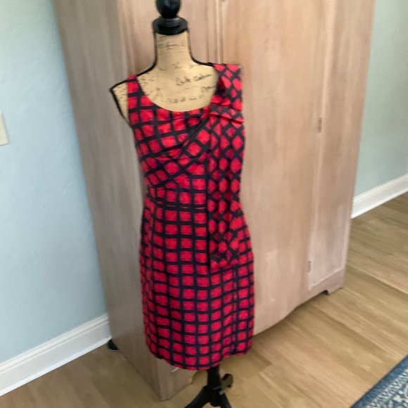 π₯ Y2K Marc by Marc Jacobsβ100% Silk Sash Red Check Cocktail Dress Size 10 - Picture 12 of 12
